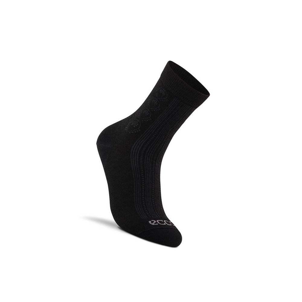 Women\'s Ecco Casual Short-Crew Socks Black | USA 415FDN